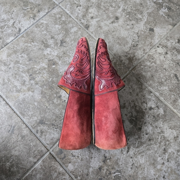 GUCCI vintage cherry red burgundy loafers flats suede snakeskin size 40EU 10US - Picture 7 of 16